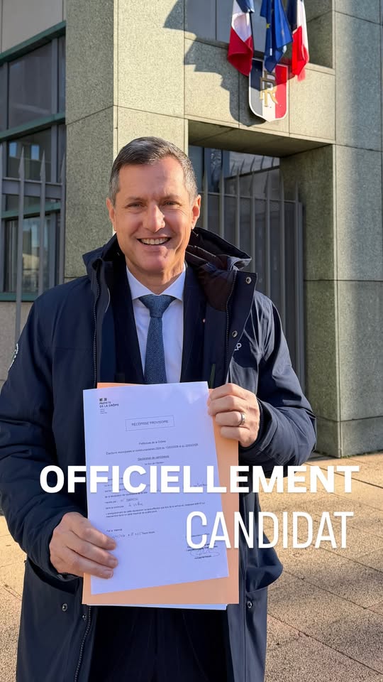 Officiellement : candidat à la mairie de Valence ! C’est officiel ✅
Liste déposée ce matin en préfecture, la première dans la Drôme !
Une équipe, un projet, pour Valence, naturellement !